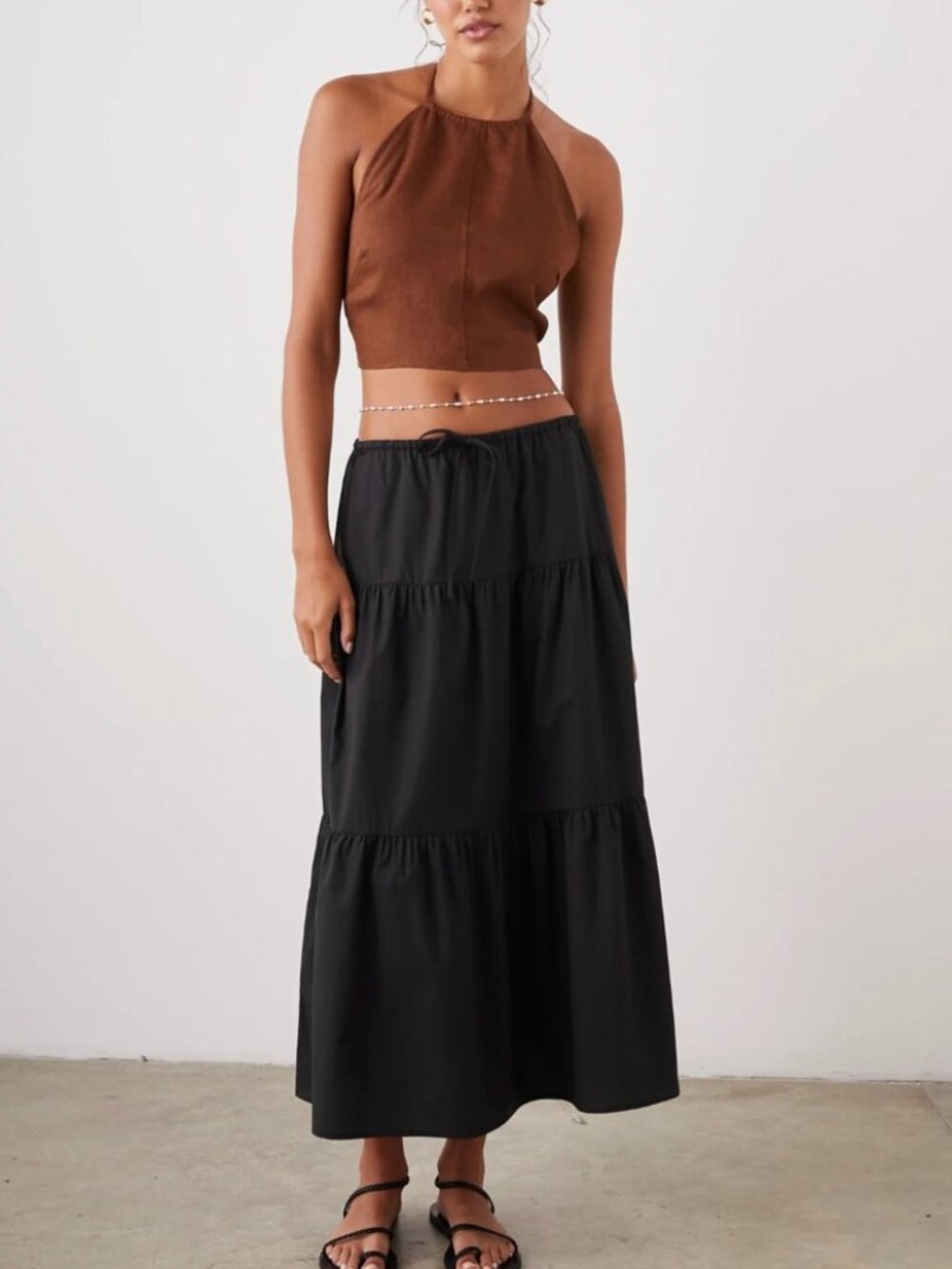 Rails Black Tiered Midi Skirt
